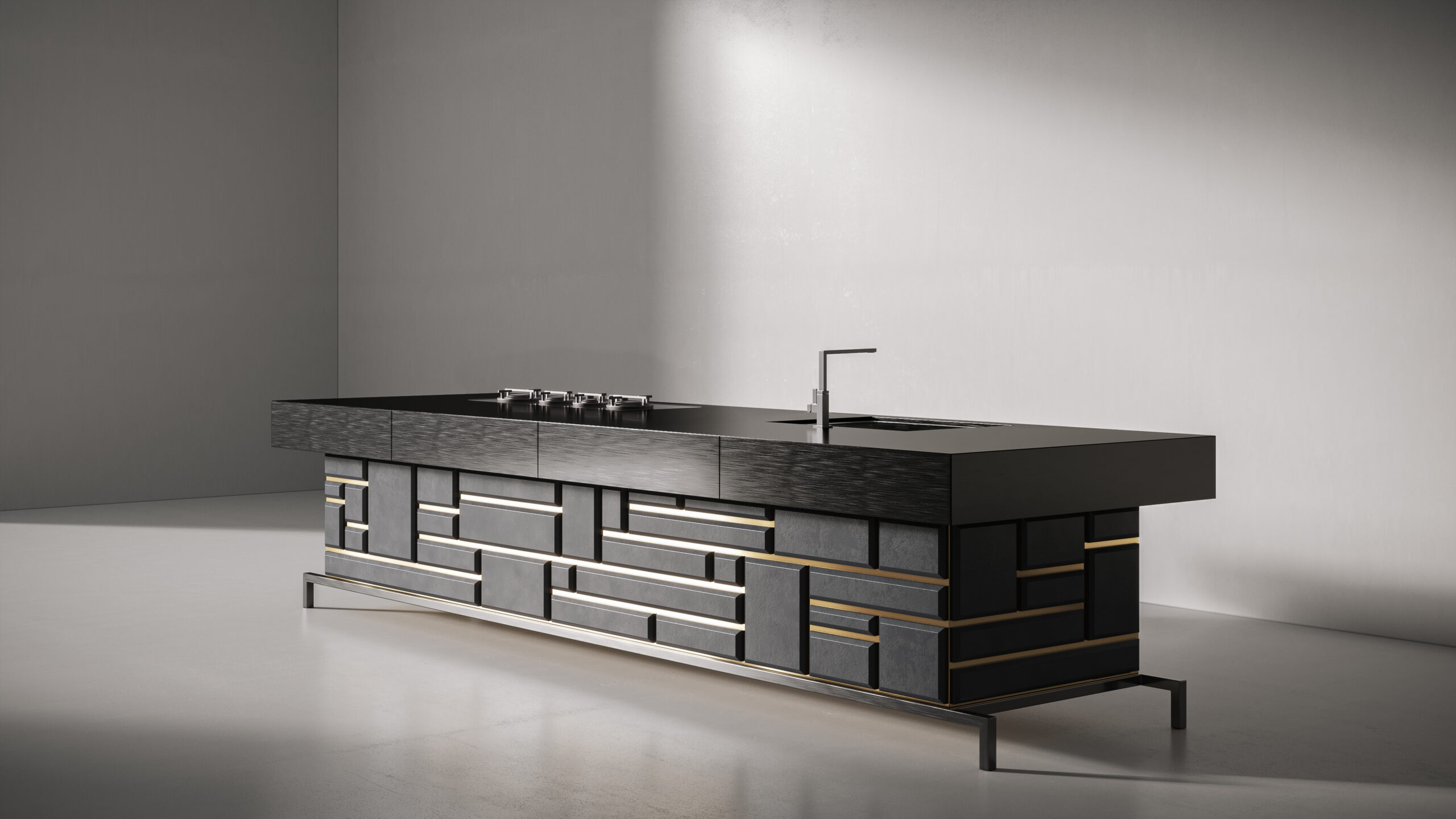 Tansu Black and Gold Kitchen island by Seaform