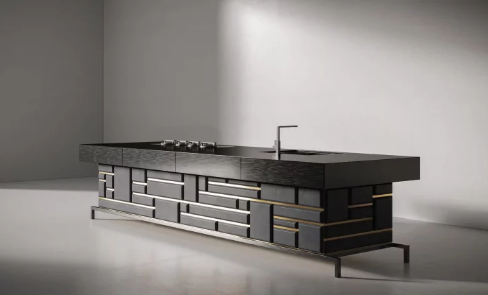 Tansu Black and Gold Kitchen island by Seaform